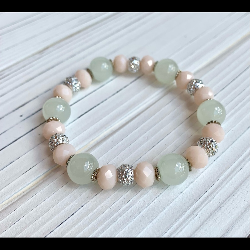 Pink and Silver Bead Bracelet